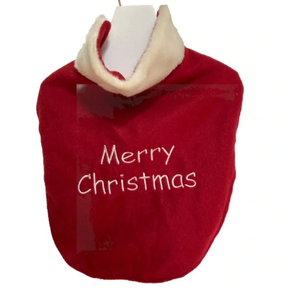 Merry Christmas Red & White Soft  Dog Jacket with Velcro Strap Closure Lined NEW